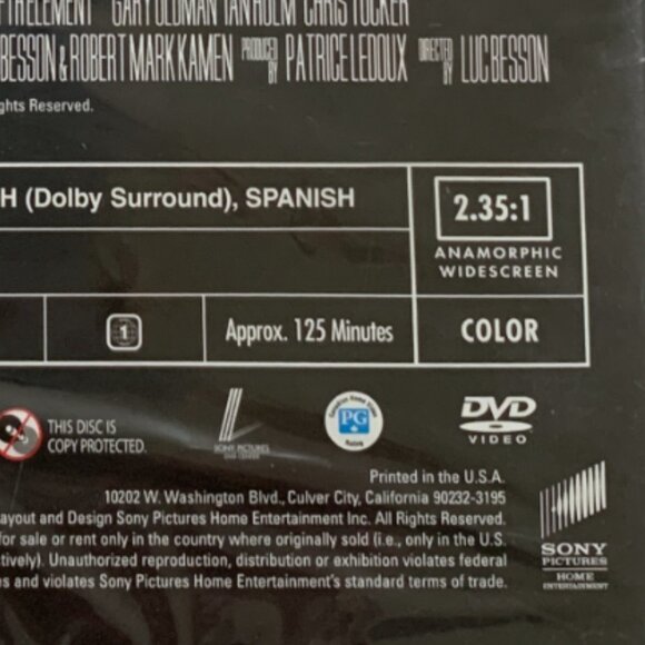 The Fifth Element DVD Anamorphic Widescreen Region 1 2007 PG 13 Bruce Willis NEW - Picture 5 of 8